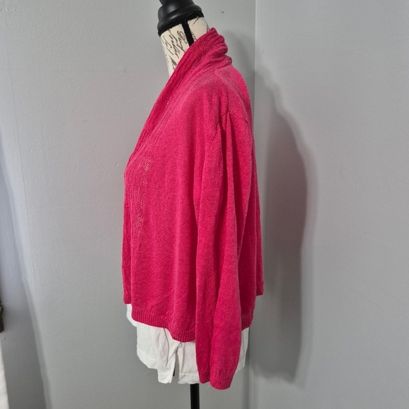 Jones New York Fuchsia Pink Open-Front Knit Cardigan - Picture 3 of 9